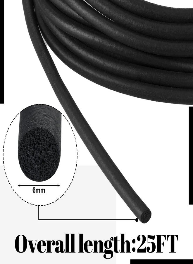 Kingdder 25ft Epdm Foam Rubber Weather Stripping Round Rubber Tubing Seal Closed Cell Solid Foam Tubing Strip Black O Type Weather Stripping Door Window Seal for Cars Trucks Rvs Boats(6 mm) - Image 2